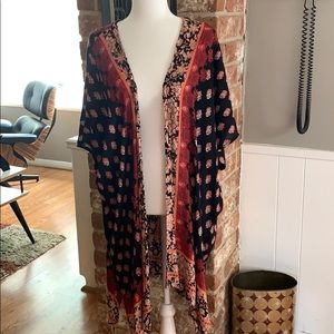 Kimono Duster in Rusty Red, Orange and Black